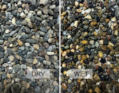 Natural stone sand inside a glass aquarium tank