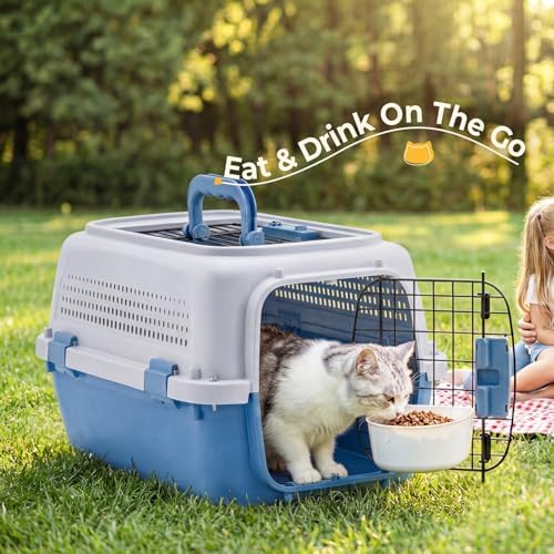 NEWBULIG blue plastic puppy crate secure side buckle fasteners view