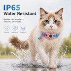 JNLIK smart pet tracker showing the replaceable CR2032 battery slot configuration.