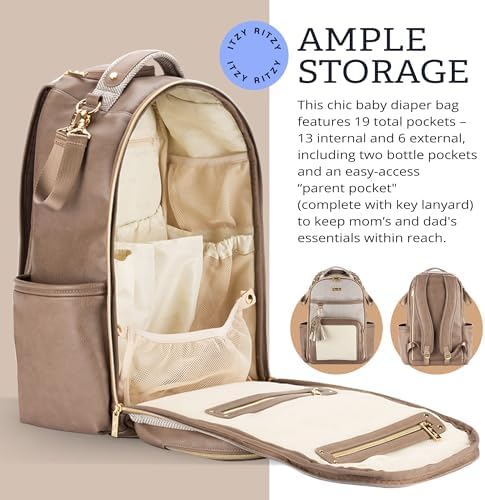 Itzy Ritzy Boss Plus diaper bag paired with changing pad and stroller clips