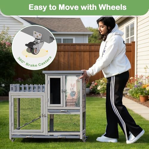 Cozivvovv rolling rabbit hutch caster wheels and brakes