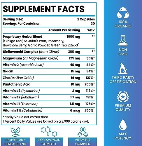 Elikadur 1500 mg ear health capsules with bioflavonoids supplement facts label