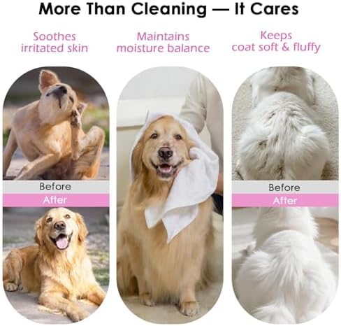 Quick clean pet dry shampoo foam alternative being wiped off with a towel