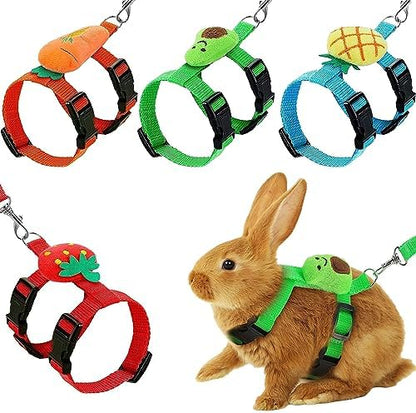 Four piece small pet vest harness set in various fruit patterns