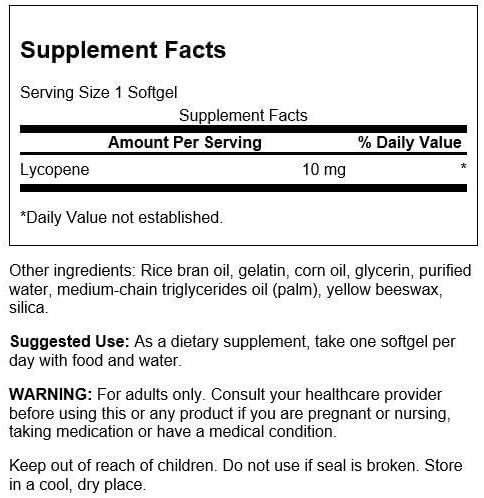 Swanson USA imported tomato derived lycopene dietary supplement softgels for prostate health