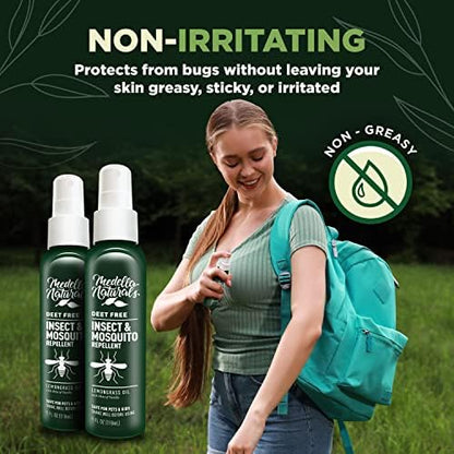 Medella Naturals safe family insect defense spray showing the travel-friendly pump dispenser packaging.