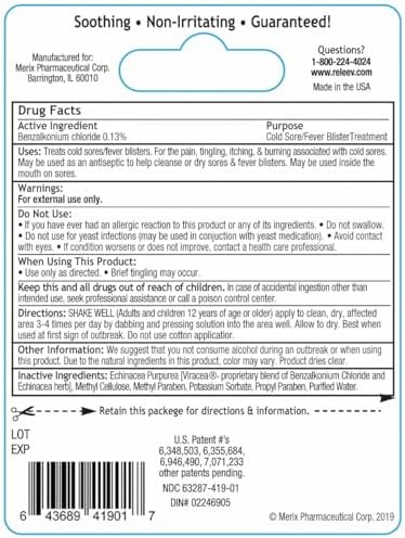 USA imported RELEEV fever blister antiseptic solution multipack side view