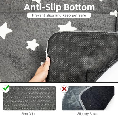 Mora Pets grey star pet mat placed inside a standard wire crate.