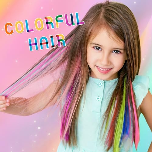 Girl using vibrant temporary hair dye markers