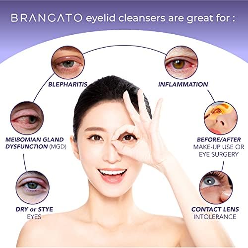 Brangato eye spray glass bottle showing natural and non-toxic ingredients list.