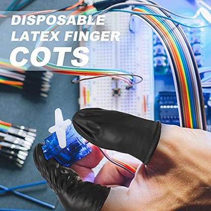 Tough and stretchable powder free latex finger cots highlighting tear resistance and protective barrier qualities.