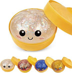 Kangerse glitter dumpling squishy toy front view showing clear bao bun design with sparkling white glitter.