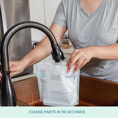 Side view of Motif Medical sterilizer bag with pour spout and steam vent