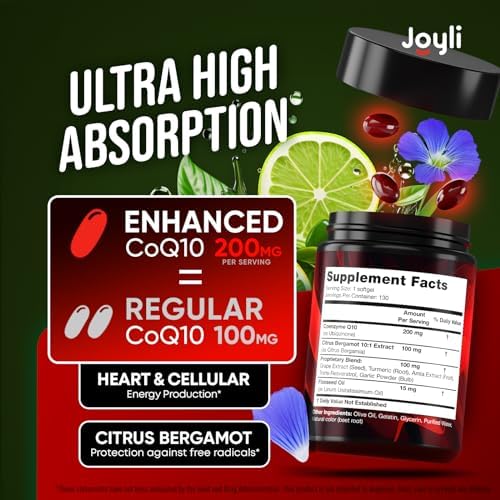 JOYLI Nutrition Coenzyme Q10 130 count side label showing ingredient information