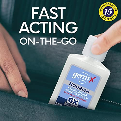 Germ-X Nourish Hand Sanitizer, 2 Fl Oz (Pack of 6), 2-in-1 Moisturizing and Sanitizing Formula with Shea Butter, Vitamin E & Aloe, Non-Greasy, Mini Travel Size for On-The-Go, Fresh Scent - Image 4