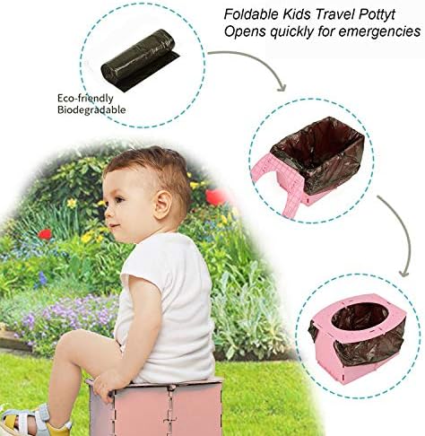 Top view of pink travel potty for toddler training
