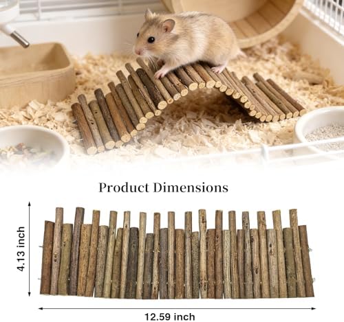 Bendable Hamster Bridge with Cage Platform, Approx. 12 in Wooden Fence for Hamster Cage Accessories, Flexible Pine Ladder Divider for Syrian Dwarf Hamster, Gerbil, Rat & Mouse - Image 6