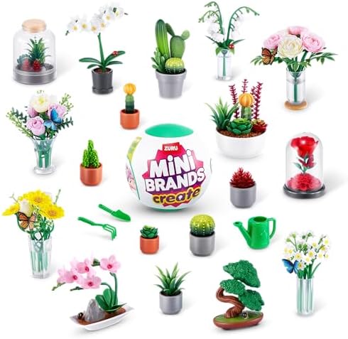 Unboxed DIY pieces, mini gardening tools, and UV resin included in the mystery blind packaging.