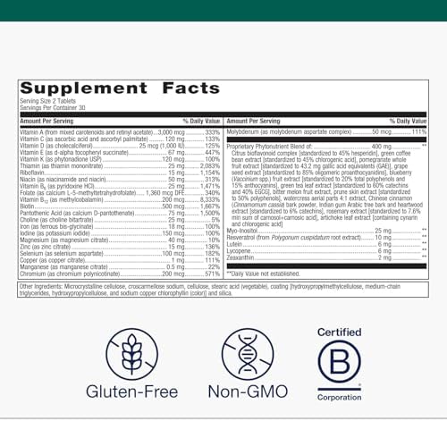 Metagenics PhytoMulti multivitamin supplement showing the clean premium outer packaging and details.