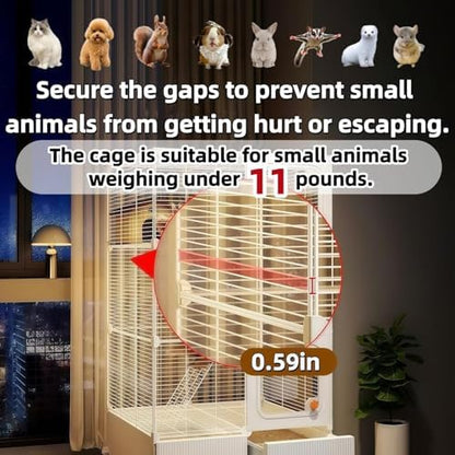 Large Multi-Level Small Animal Metal Cage Indoor Play Pen, Suitable for Ferrets, Squirrels, Guinea Pigs, Rabbits, Cats, Mice, Sugar Gliders Small Animal House and Enclosure (27.9" Lx 18.1" W x51.6 H) - Image 7