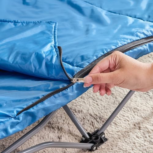 Close up of the durable steel construction joints on the Regalo portable kids cot.