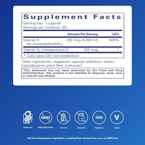 Pure Encapsulations Vitamin D3 and K2 packaging ready for USA import delivery