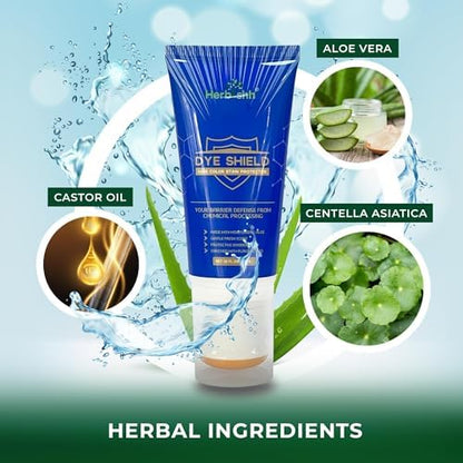 GMC compliant view of Herbishh hair color skin protection cream demonstrating simple water rinse removal.
