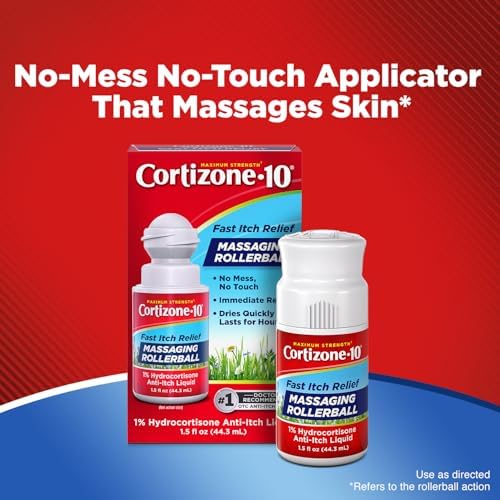 Side profile of the Cortizone 10 massaging rollerball packaging showing aloe vera enrichment.