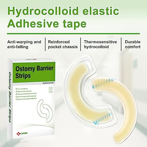 Pack of twenty skin friendly latex free stoma bag adhesive tape pieces for secure barrier protection.