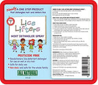 Back label of Lice Lifters 8 ounce bottle showing non-toxic ingredients
