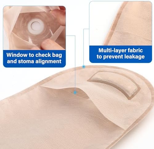 LotFancy stoma care bags displaying the integrated hook-and-loop closure mechanism at the bottom.