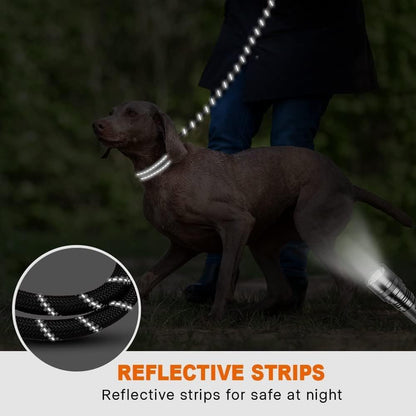 Refillable dog waste bag dispenser attached to the metal O ring on the leash handle.