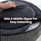 36 inches Donut Dog Bed for Large Dogs - Calming Round Pet Bed with Removable&Washable Cover, Plush Faux Fur & Corduroy, Fits Pets up to 80 lbs(Dark Grey, Large) - Image 7