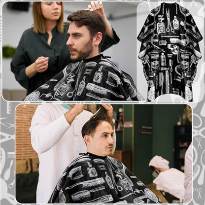 Complete FEBSNOW salon kit contents including one large patterned cape, one neck duster, and two styling combs.
