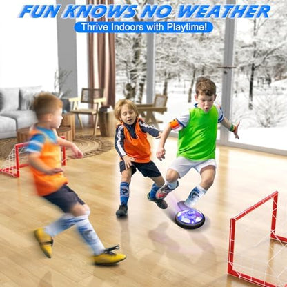 Multi colored light emitting diode illumination on the floating soccer toy in low light