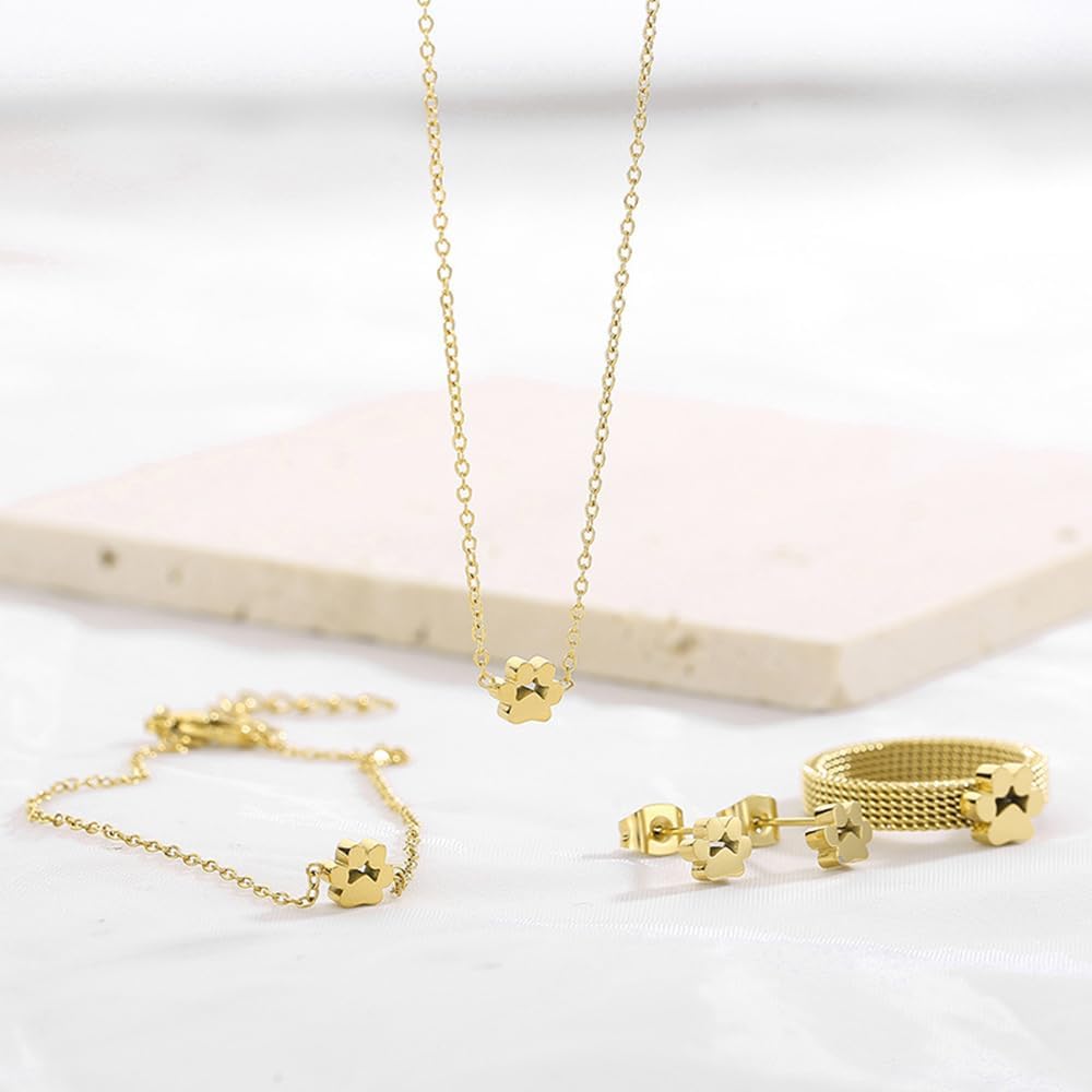 Minimalist pet paw necklace featuring the adjustable lobster clasp extension links