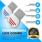 Close up of the fine tooth metal lice removal tool for kids and adults.