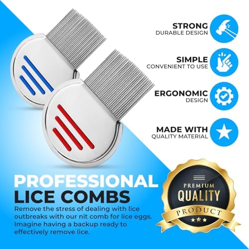 Close up of the fine tooth metal lice removal tool for kids and adults.