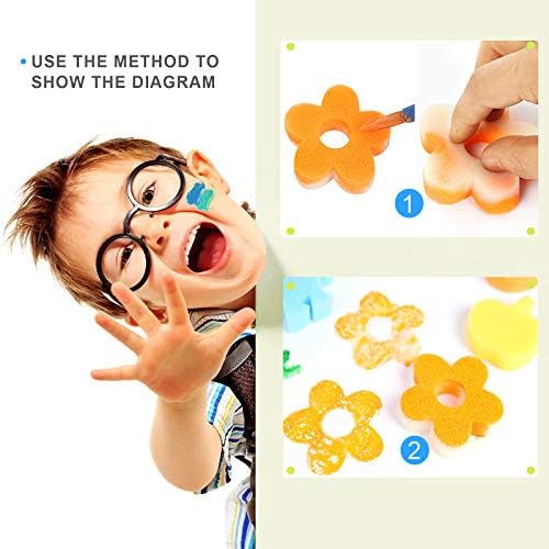 Toddler learning art tools set showing assorted foam pattern brushes and colorful stamps