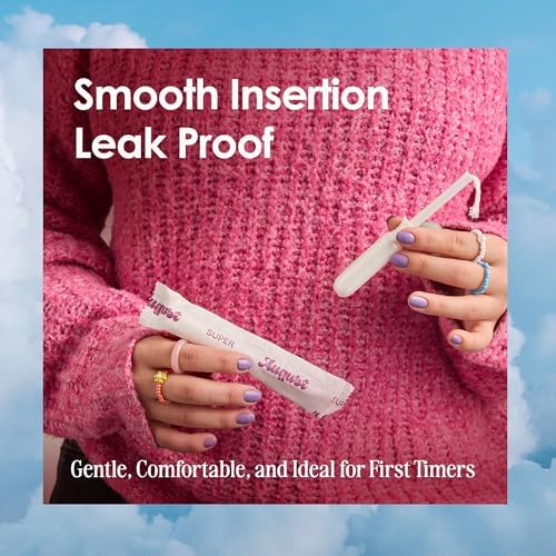 August feminine care tampons for light flow days highlighting non-toxic ingredients.