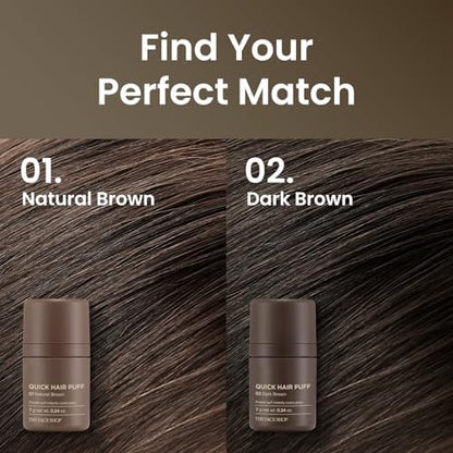 Demonstration of hair root coverage with The Face Shop puff