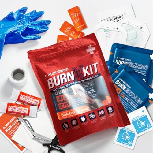 Everlit trauma shears and medical gauze for emergency burn care