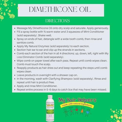 My Hair Helpers professional salon grade lice treatment bottle showing directions