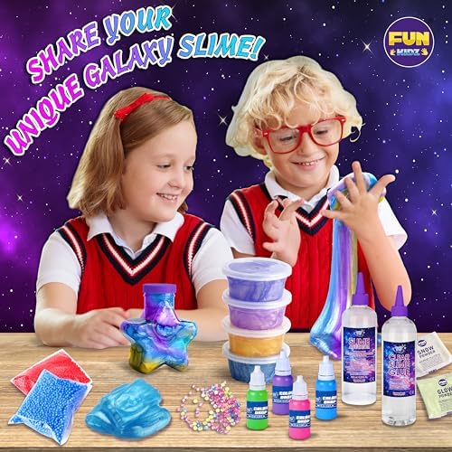 The complete forty four piece contents of the FunKidz galaxy craft box laid out neatly on a table