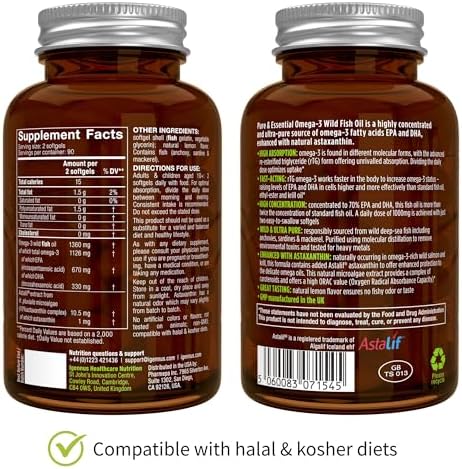 Igennus Ultra Pure Omega 3 1360 mg supplement facts and ingredient label close up