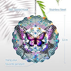 Cawalap 12 inch butterfly spinner hanging on a porch