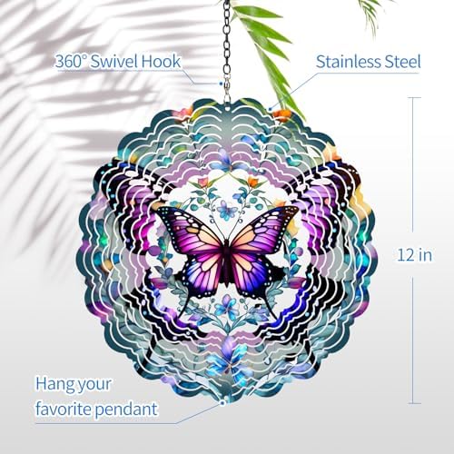Cawalap 12 inch butterfly spinner hanging on a porch