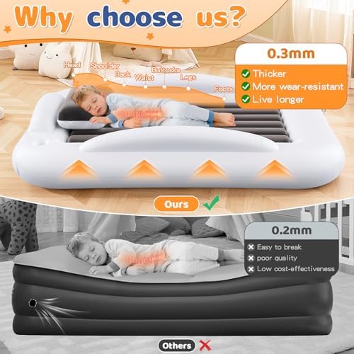Portable kids blow up mattress set with high speed electric pump