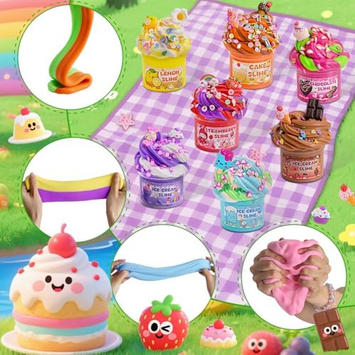 LAWOHO kids birthday party favor kit packaging with assorted slime colors