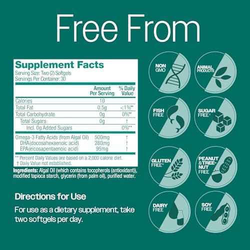 Ovega 3 non GMO fish free EPA and DHA dietary supplement container cap view